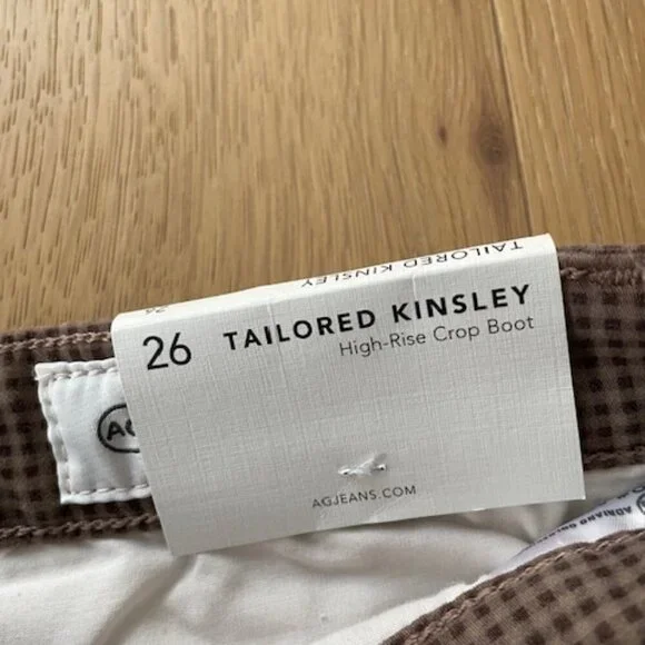 NWT Ag Tailored Kinsley Sueded Sateen High Rise Crop Pant Size 26